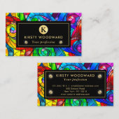 Rainbow Colors Stached Glass Pattern Visitenkarte (Vorne/Hinten)