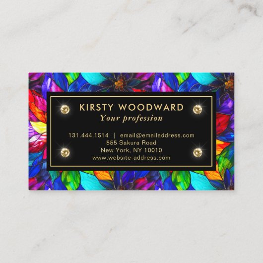 Rainbow Colors Stached Glass Pattern Visitenkarte (Rückseite)