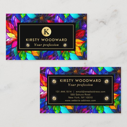 Rainbow Colors Stached Glass Pattern Visitenkarte (Vorne/Hinten)