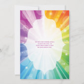 Rainbow Colors Striped Sunburst Wedding Einladung (Rückseite)