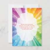 Rainbow Colors Striped Sunburst Wedding RSVP Card Karte (Rückseite)