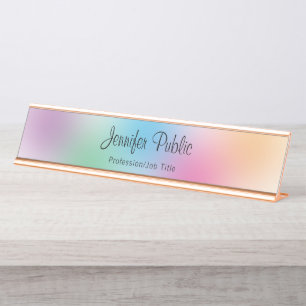Rainbow Colors Template Rose Gold Elegante Moderne Schreibtischnamensplakette