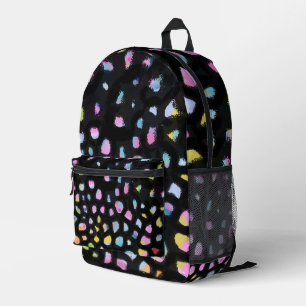 Rainbow Colors Terrazzo Style on Black Unisex Bedruckter Rucksack