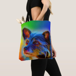 Rainbow Colors Terrier Mix Abstrakt Hunde Kunst Tasche