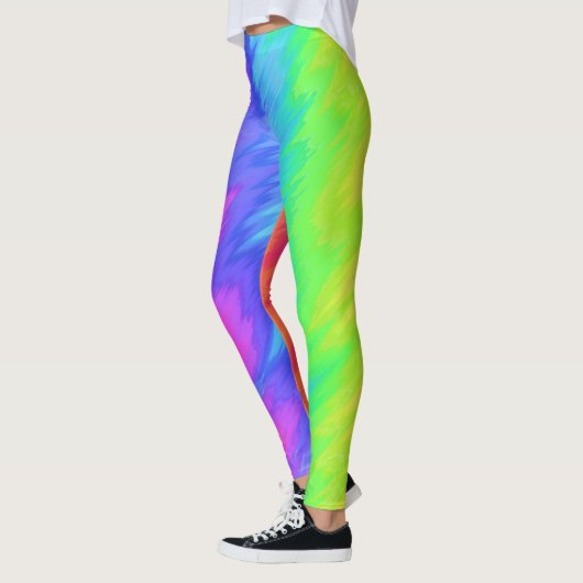 Rainbow Colors Vertikale Strickdrucke Leggings (Links)