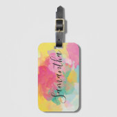 Rainbow Colors Watercolor Script Gepäckanhänger (Vorderseite Vertikal)