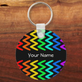 Rainbow Colors ZigZag Muster - Name Schlüsselanhän Schlüsselanhänger (Vorderseite)