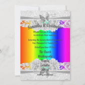 Rainbow coloured lace wedding photo invitation einladung (Vorderseite)