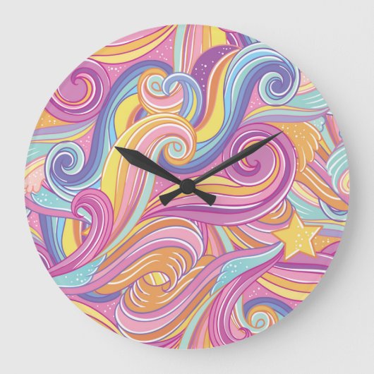 Rainbow Comet: Magical Dreamy Sky. Große Wanduhr (Vorderseite)