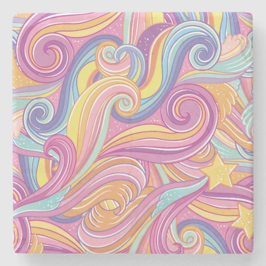 Rainbow Comet: Magical Dreamy Sky. Steinuntersetzer (Vorderseite)