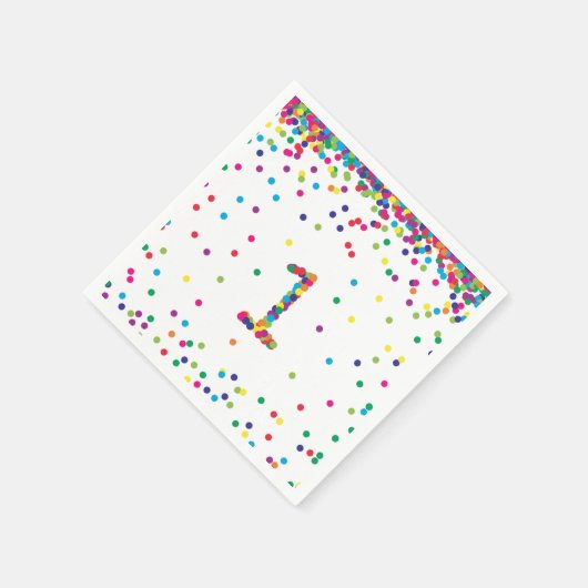 Rainbow Confetti 1. Geburtstag Napkins Serviette (Ecke)