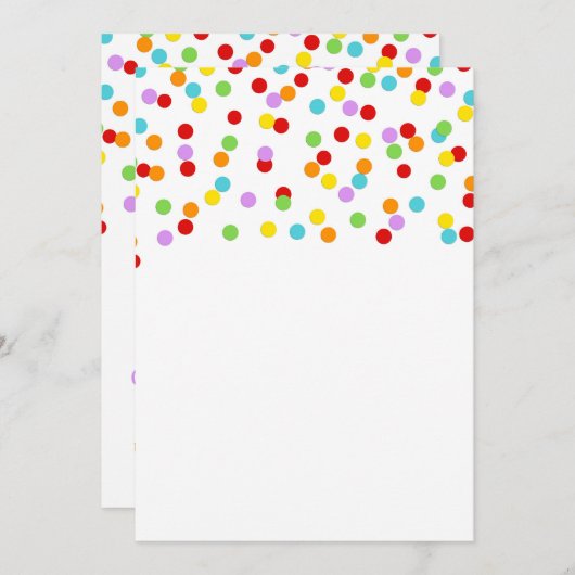 Rainbow Confetti Babydusche Einladung (Vorne/Hinten)