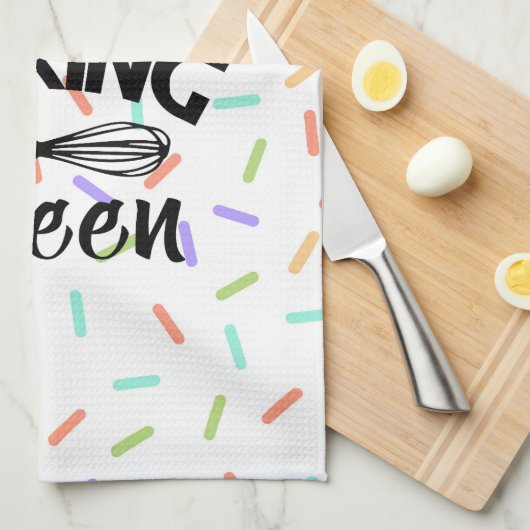 Rainbow Confetti Backen Königin lustigen Slogan Geschirrtuch (Viertel Falte)