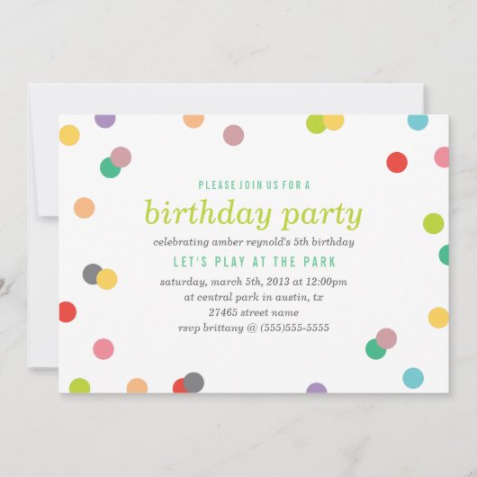 Rainbow Confetti Birthday Invite Einladung (Vorderseite)