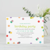 Rainbow Confetti Birthday Invite Einladung (Stehend Vorderseite)