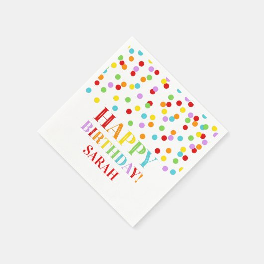 Rainbow Confetti Birthday Party Serviette (Ecke)