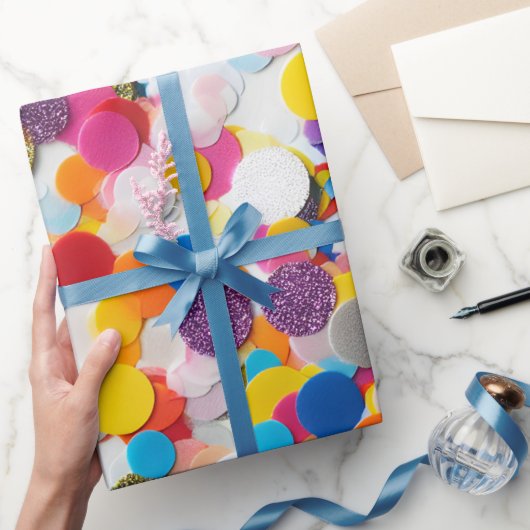 Rainbow Confetti Birthday Wrapping Paper Geschenkpapier (Schenken)