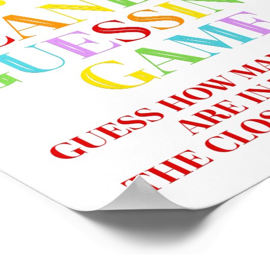Rainbow Confetti Candy Guessing Game Sign Poster (Ecke)