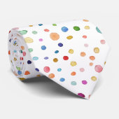 Rainbow Confetti Dots Krawatte Wasserfarbmuster (Gerollt)