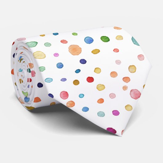 Rainbow Confetti Dots Krawatte Wasserfarbmuster (Gerollt)
