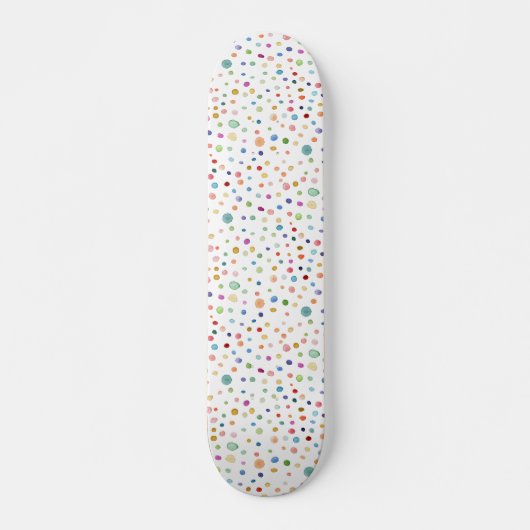 Rainbow Confetti Dots Wasserfarbe Patt Skateboard (Vorne)