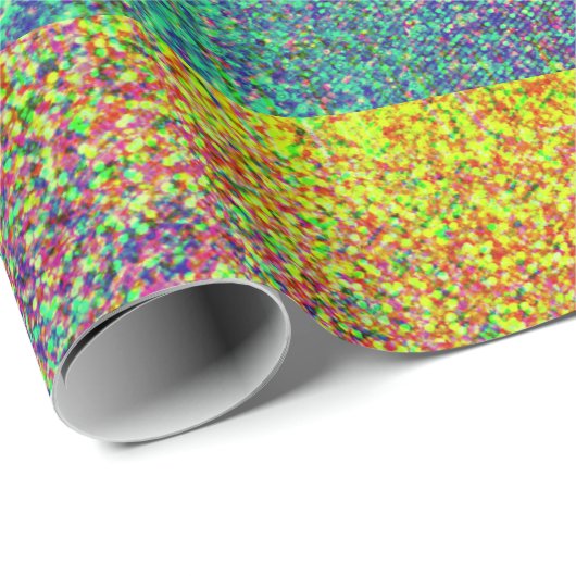 Rainbow Confetti Effect Wrapping Paper Geschenkpapier (Rolleneckpunkt)