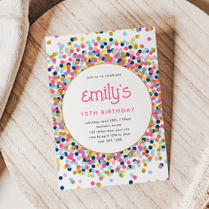 Rainbow Confetti Gold Glitzer Spielend Geburtstag Einladung