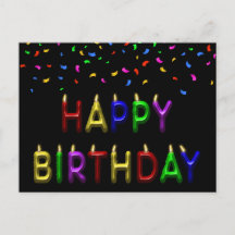 Rainbow Confetti Happy Birthday Candles Postkarte
