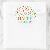 Rainbow Confetti Happy Birthday Runder Aufkleber (Tasche)