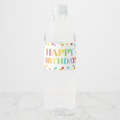 Rainbow Confetti Happy Birthday Water Flasche Labe Wasserflaschenetikett (Vorderseite)