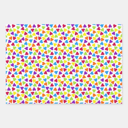 Rainbow Confetti Herzname Geschenkpapier Set (Vorderseite)
