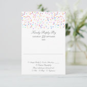 Rainbow Confetti Minimalistisch Wedding RSVP Karte (Stehend Vorderseite)