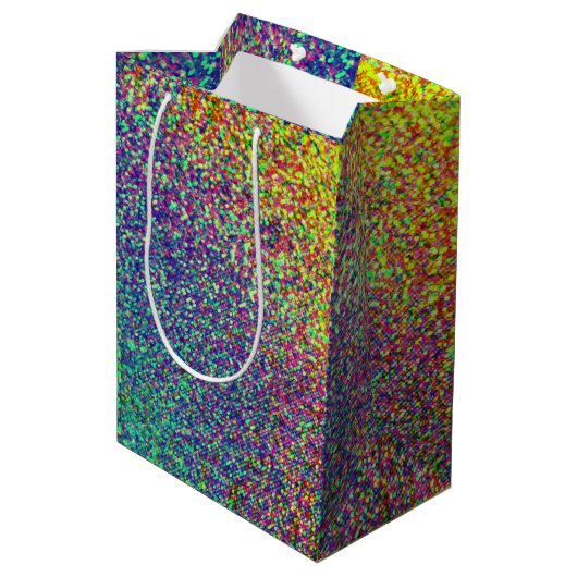 Rainbow Confetti Mittlere Geschenktüte (Rückseite Schrägansicht)