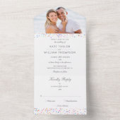 Rainbow Confetti Monogram Foto Wedding All In One Einladung (Innen Boden)