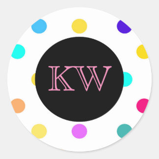 Rainbow Confetti polka docker Runder Aufkleber