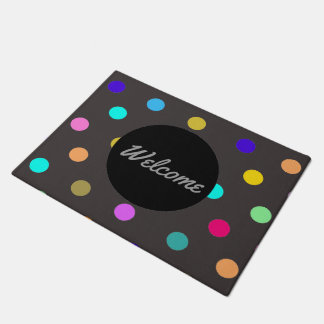 Rainbow Confetti polka dot door matte