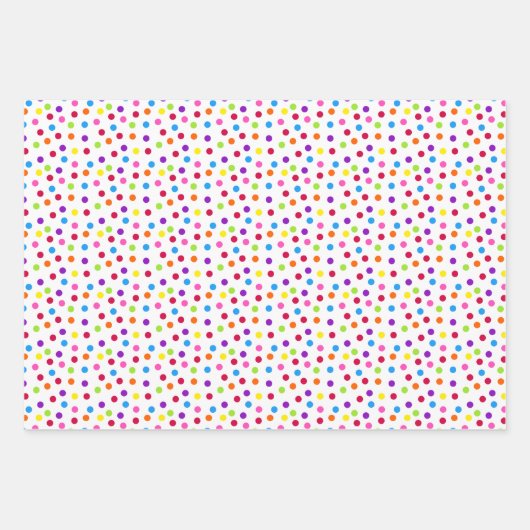 Rainbow Confetti Polka Dots Name Birthday Geschenkpapier Set (Vorderseite)