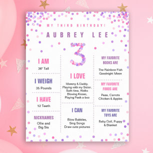 Rainbow Confetti-Poster zum dritten Geburtstag Poster