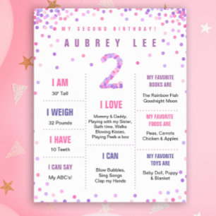 Rainbow Confetti-Poster zum zweiten Geburtstag Poster