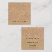 Rainbow Confetti Rustic Kraft Quadratische Visitenkarte (Vorne/Hinten)