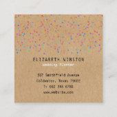 Rainbow Confetti Rustic Kraft Quadratische Visitenkarte (Rückseite)