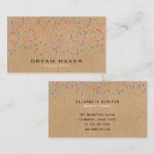 Rainbow Confetti Rustic Kraft Visitenkarte (Vorne/Hinten)