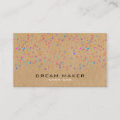 Rainbow Confetti Rustic Kraft Visitenkarte (Vorderseite)