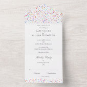 Rainbow Confetti Script Monogram Wedding All In One Einladung (Innen Boden)