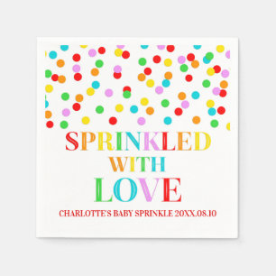Rainbow Confetti Sprinkler mit Liebe Baby Sprinkle Serviette