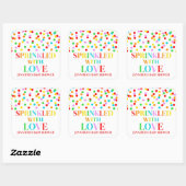 Rainbow Confetti Sprinkler mit Liebe Individuelle  Quadratischer Aufkleber (Blatt)