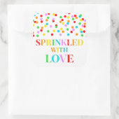 Rainbow Confetti Sprinkler mit Liebe Quadratischer Aufkleber (Tasche)