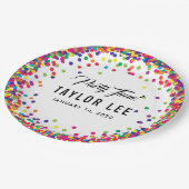 Rainbow Confetti Sprinkles Geburtstagsparty Dekora Pappteller (Schrägansicht)