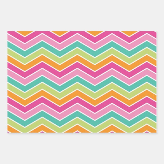 Rainbow Confetti Streifen farbenfrohe Retro Geschenkpapier Set (Vorderseite 2)