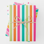 Rainbow Confetti Streifen farbenfrohe Retro Geschenkpapier Set (Beispiel)